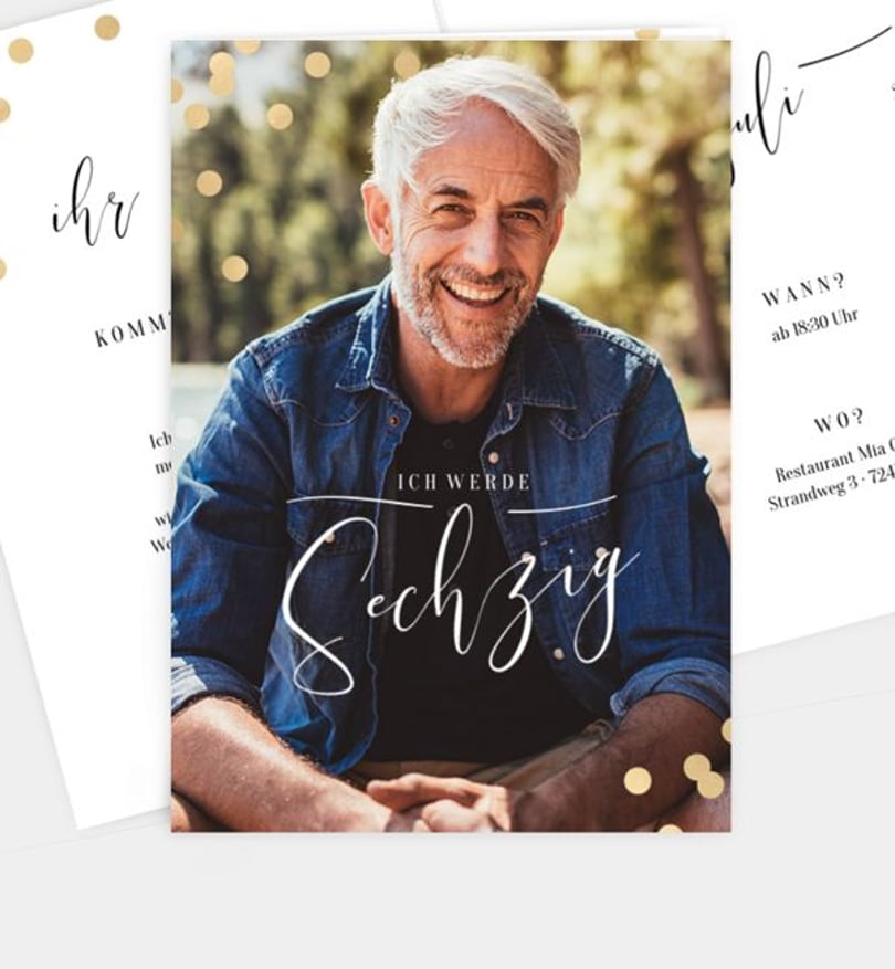 Einladungskarte Geburtstag Golden Confetti