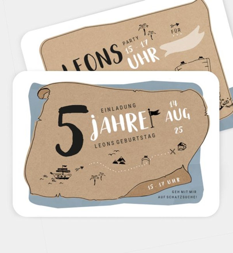 Einladungskarte Kindergeburtstag Schatzsuche