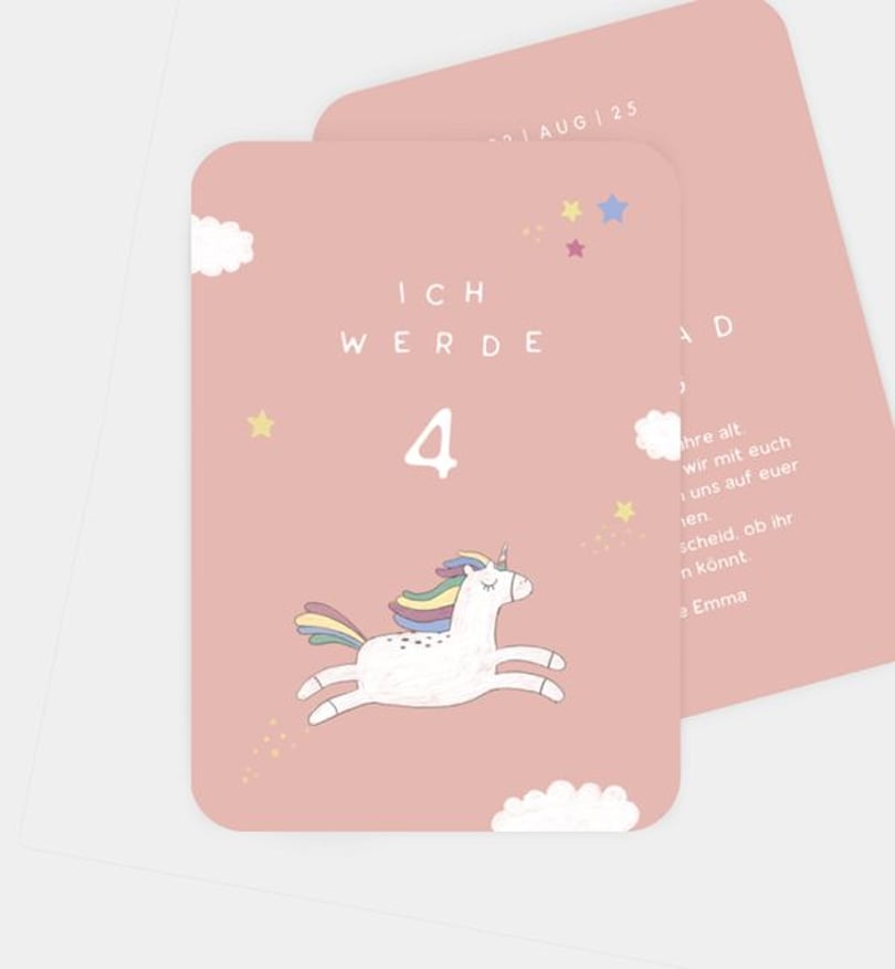 Einladungskarte Kindergeburtstag Unicorn
