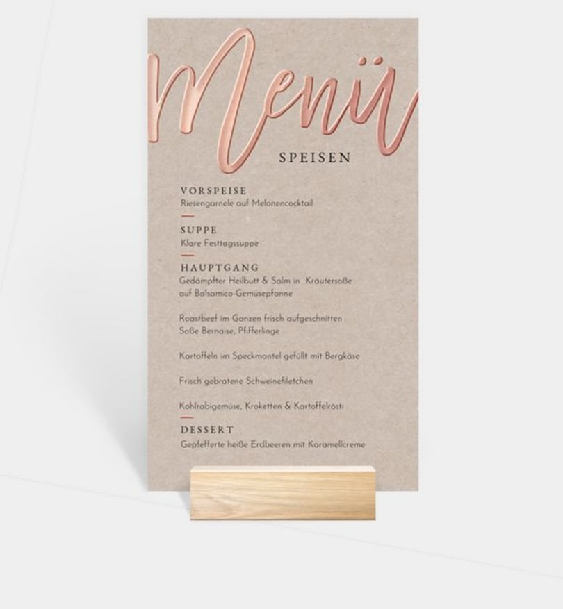 Menükarte Hochzeit Rosegold-Crafty