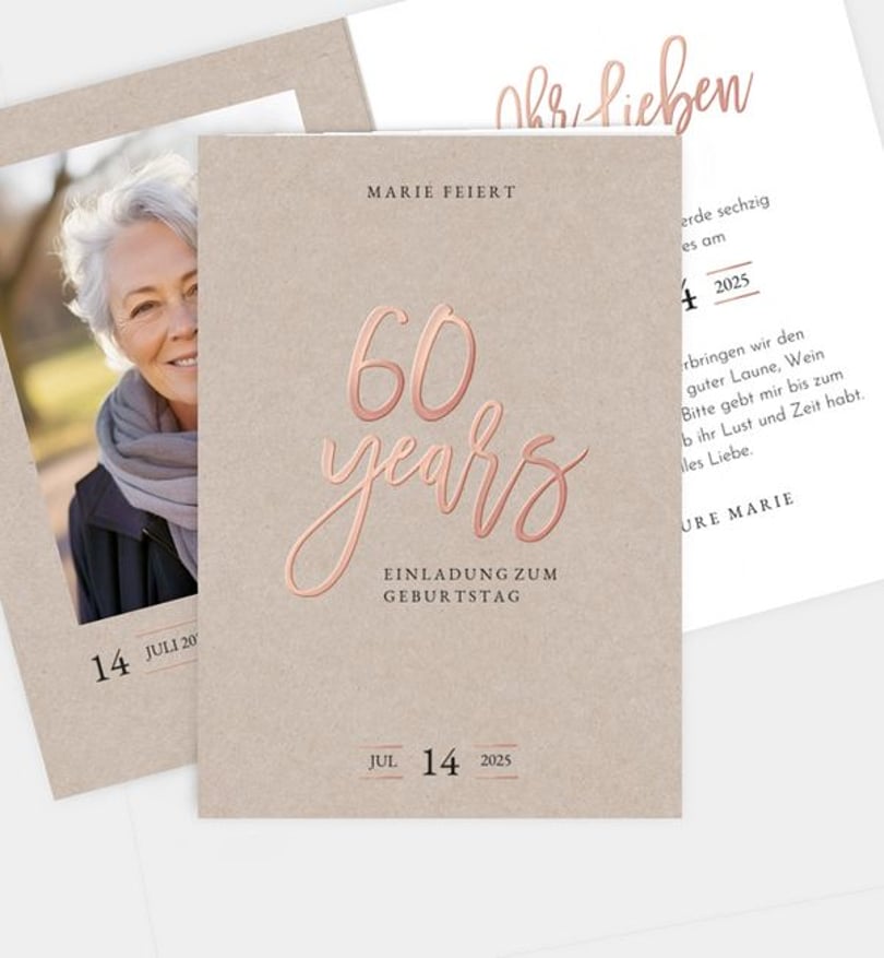 Einladungskarte Geburtstag Rosegold-Crafty