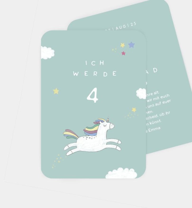 Einladungskarte Kindergeburtstag Unicorn