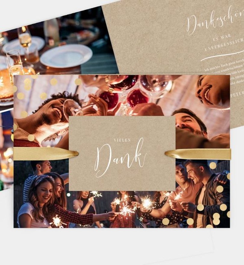 Dankeskarte Geburtstag Golden Confetti · Crafty