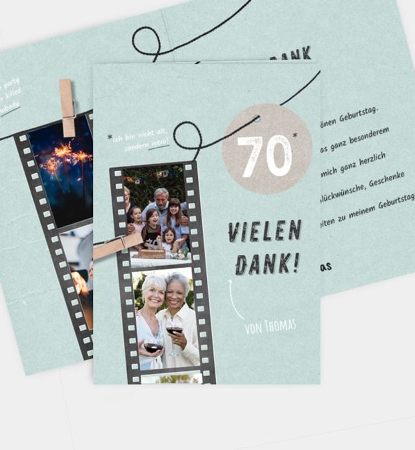 Dankeskarte Geburtstag Filmstreifen