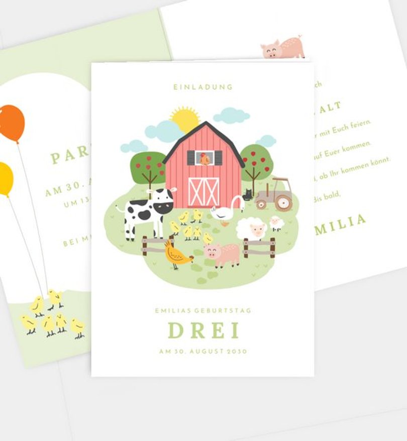Einladungskarte Kindergeburtstag Bauernhof