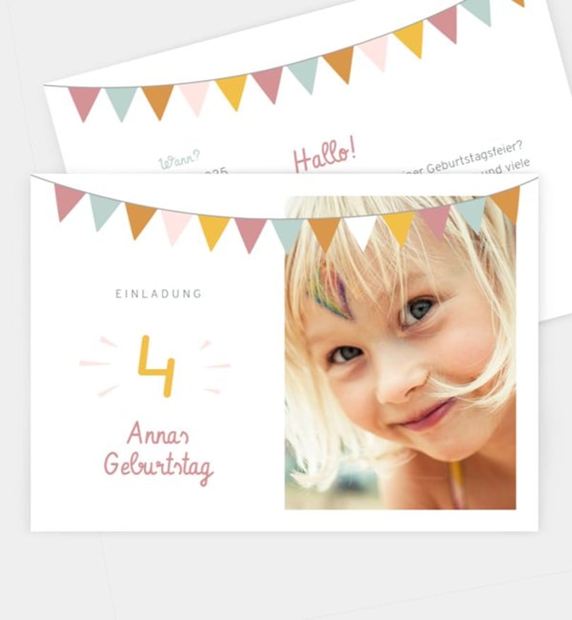 Einladungskarte Kindergeburtstag Girlande