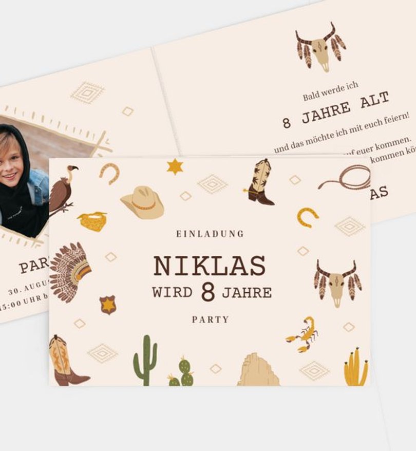 Einladungskarte Kindergeburtstag Wilder Westen