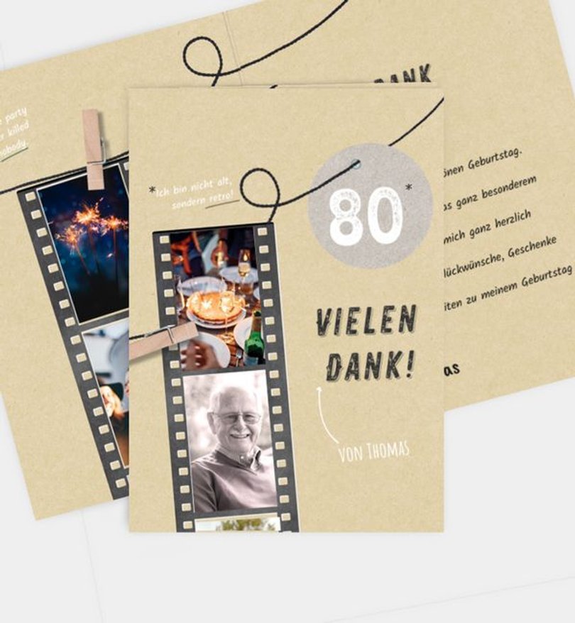 Dankeskarte Geburtstag Filmstreifen