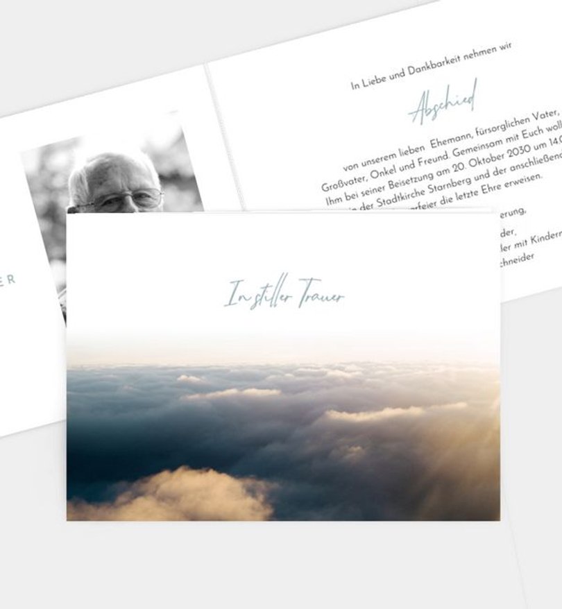 Trauerkarte Trauer Über den Wolken