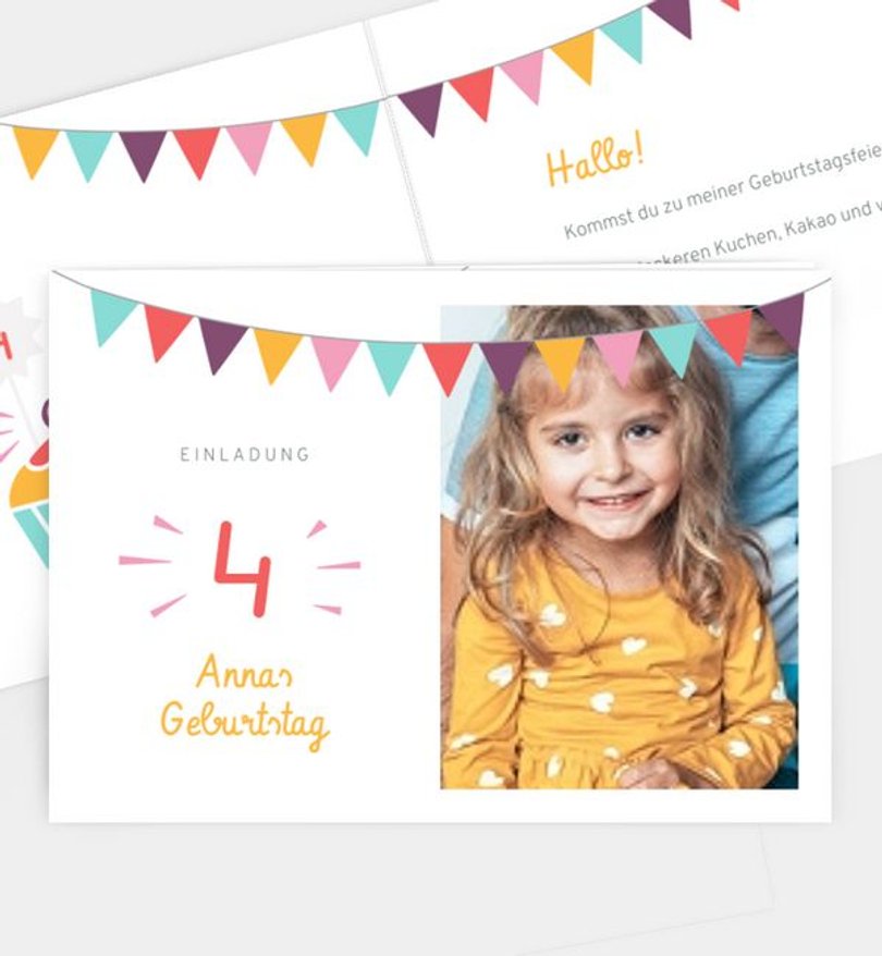Einladungskarte Kindergeburtstag Girlande