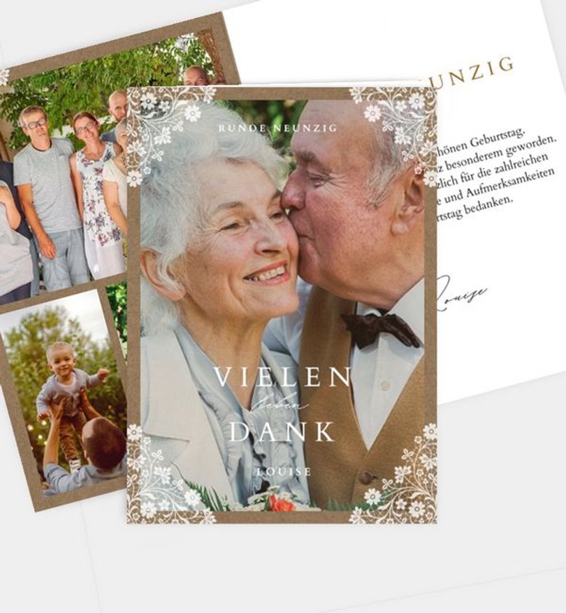Dankeskarte Geburtstag Vintage lace