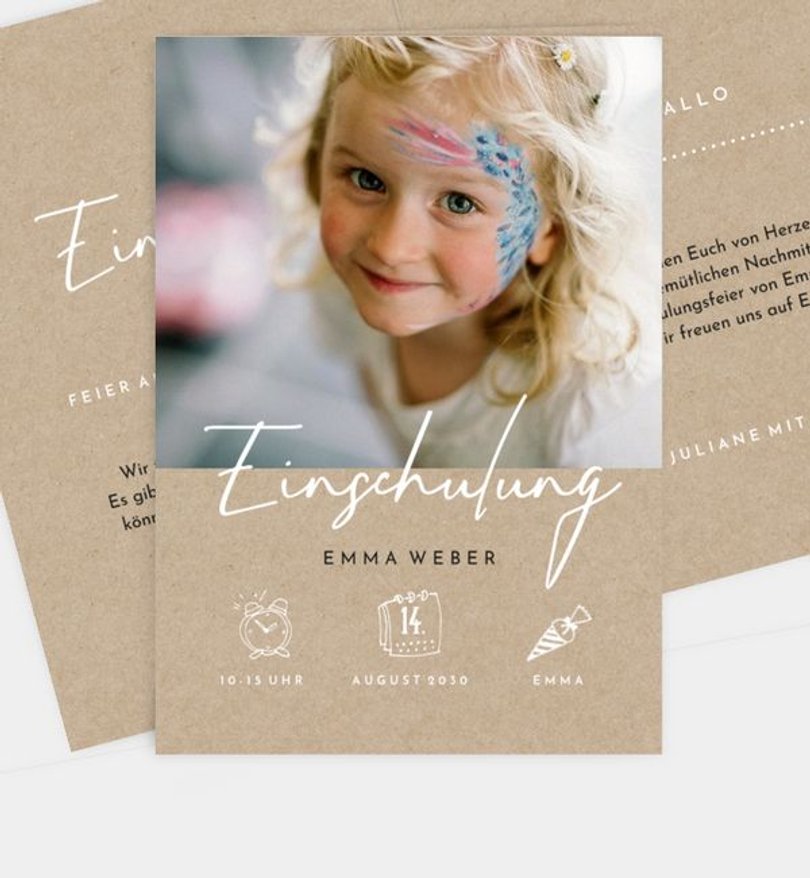 Einladungskarte Einschulung Crafty Icons