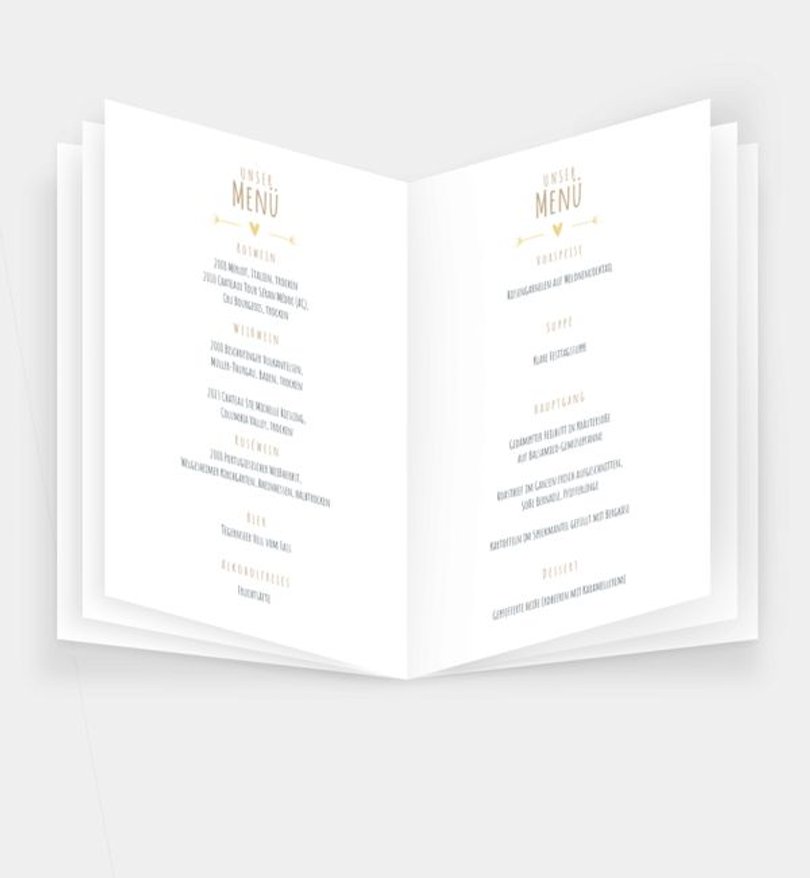 Einleger - Menükarte Hochzeit Vintage Love