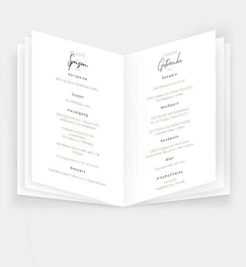 Einleger - Menükarte Hochzeit Ringe