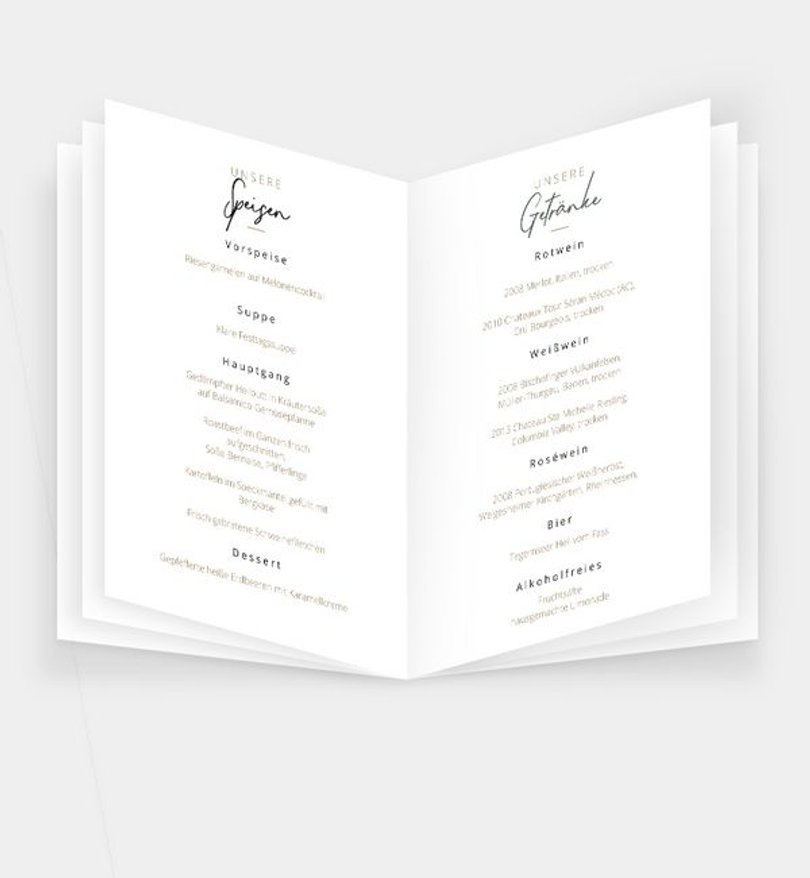 Einleger - Menükarte Hochzeit Ringe
