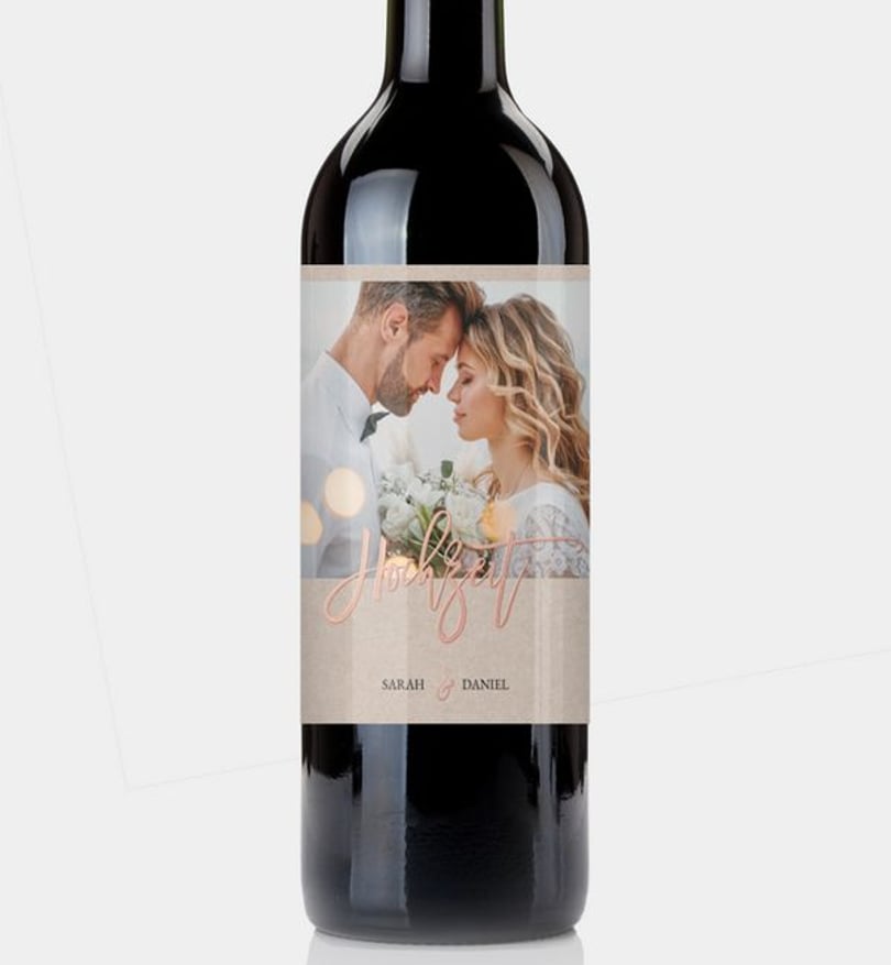 Flaschenetikett Hochzeit Rosegold-Crafty