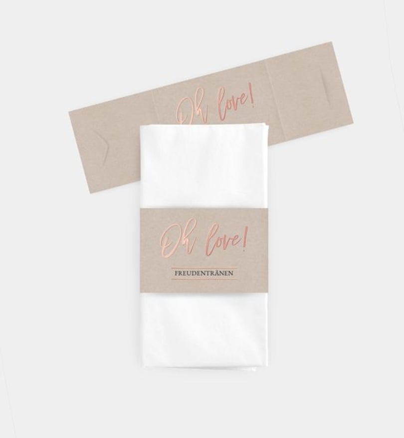 Taschentücher Banderole Hochzeit Rosegold-Crafty
