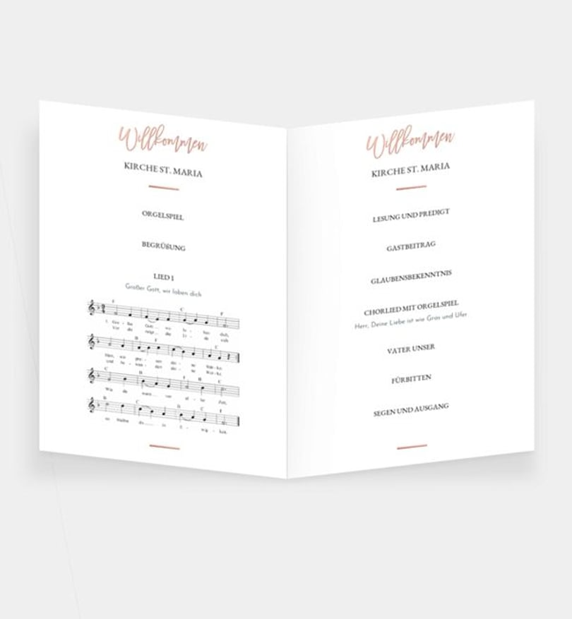 Einleger - Kirchenheft Hochzeit Rosegold-Crafty