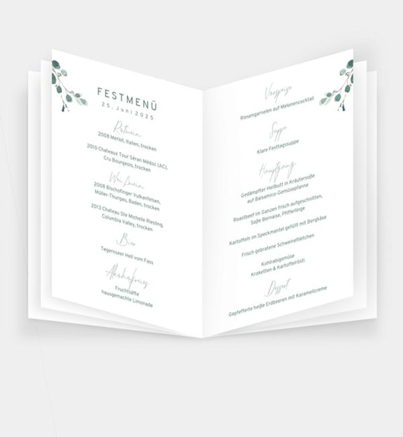 Einleger - Menükarte Hochzeit Sommerduft