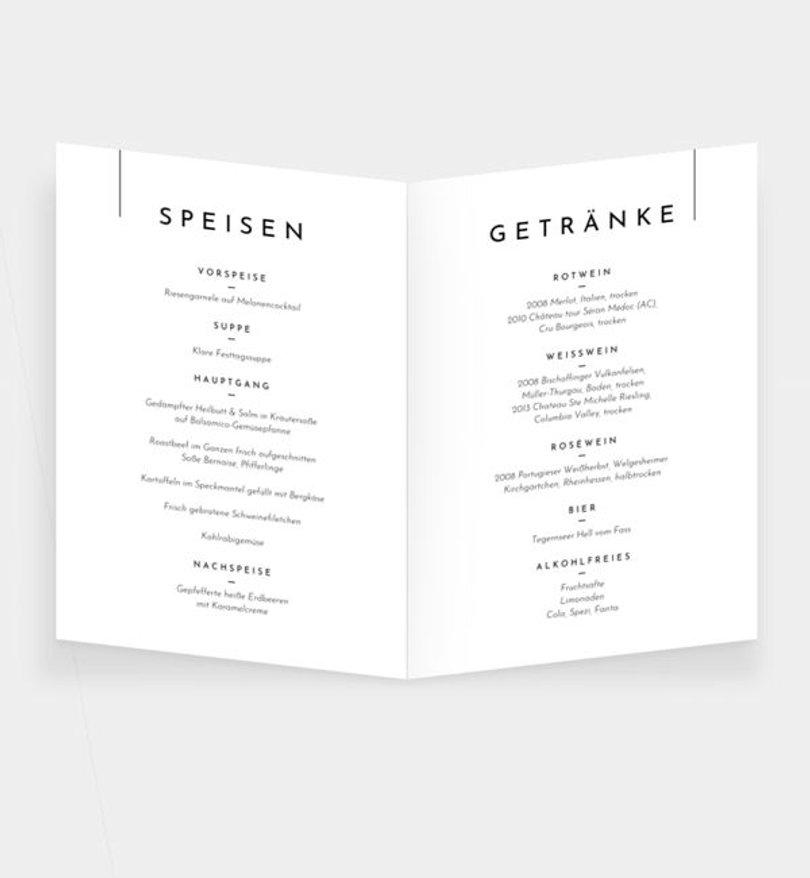 Einleger - Menükarte Hochzeit Polaroid