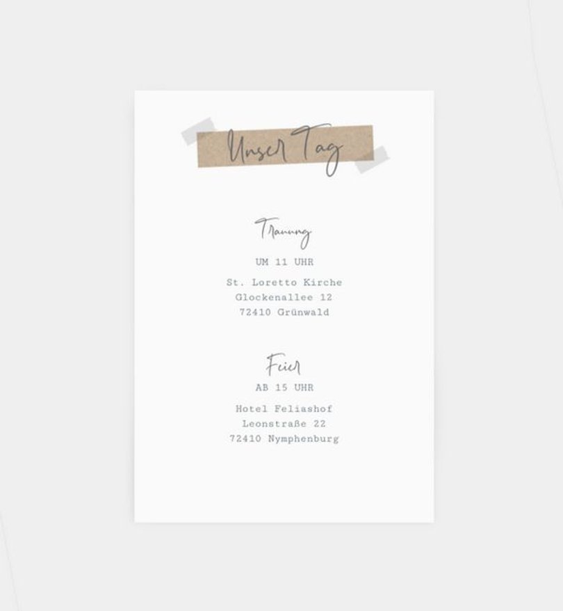 Einlegeblatt bedruckt Hochzeit Handmade