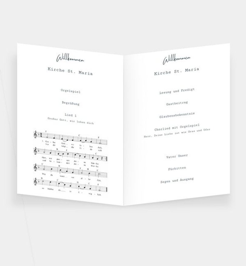 Einleger - Kirchenheft Hochzeit Handmade