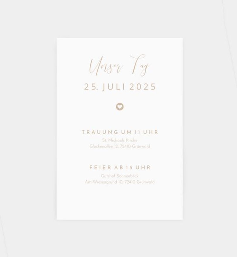 Einlegeblatt bedruckt Hochzeit Easy Wedding