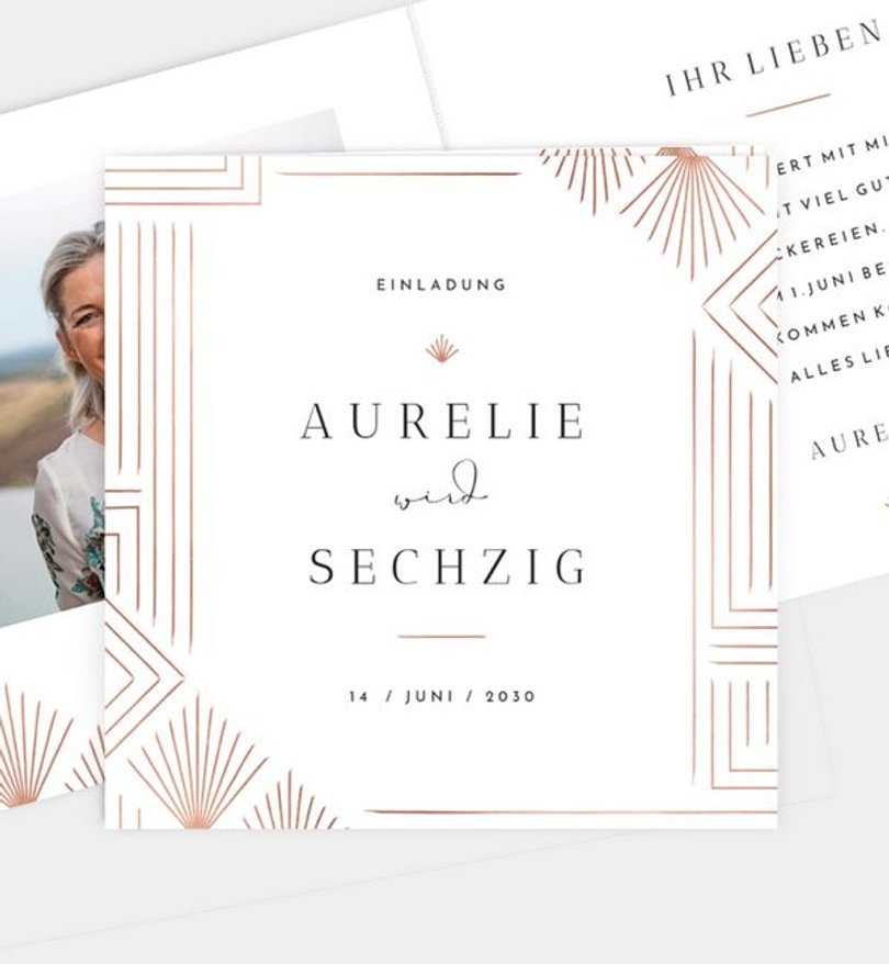 Einladungskarte Geburtstag Art Deco