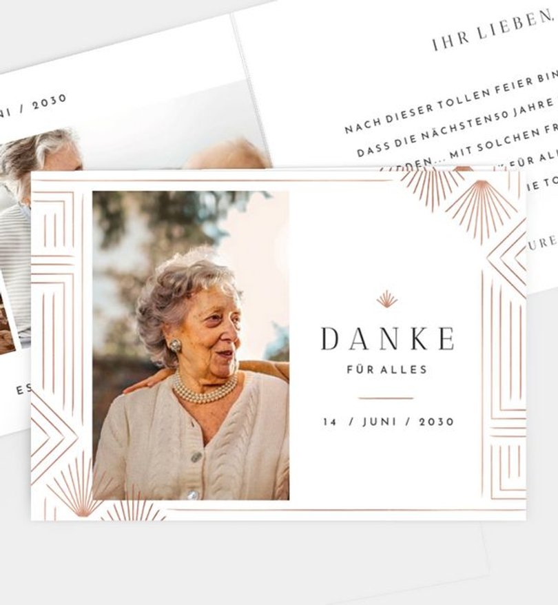 Dankeskarte Geburtstag Art Deco