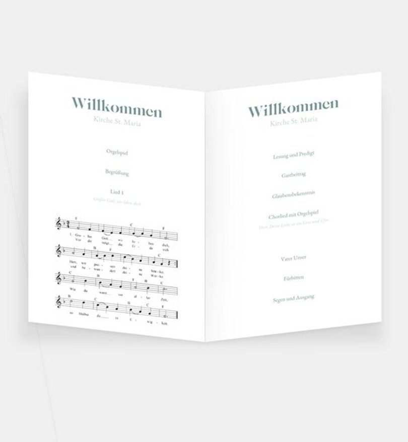 Einleger - Kirchenheft Hochzeit Minty Flower