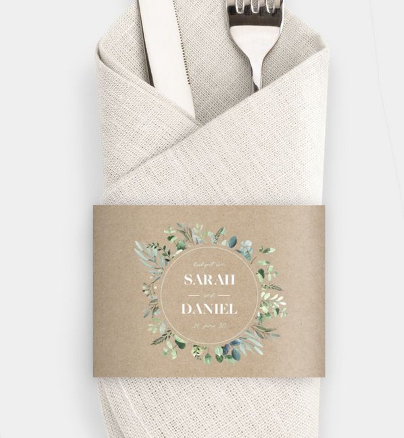 Besteck Servietten-Zubehör Hochzeit Minty Flower