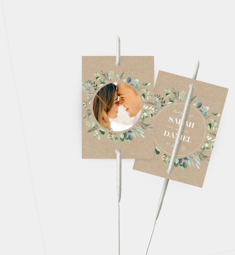 Wunderkerzenetikett Hochzeit Minty Flower