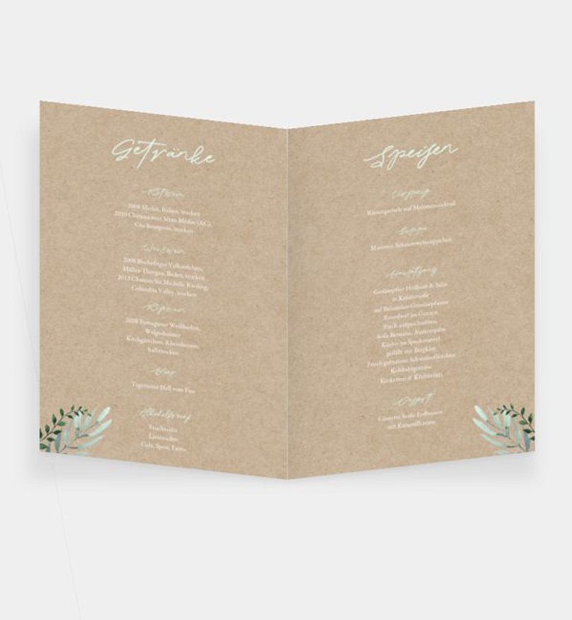 Einleger - Menükarte Hochzeit Minty Flower