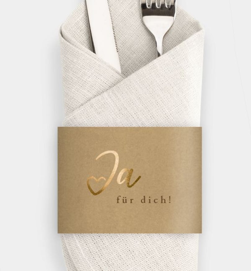 Besteck Servietten-Zubehör Hochzeit Ja · Mitten ins Herz