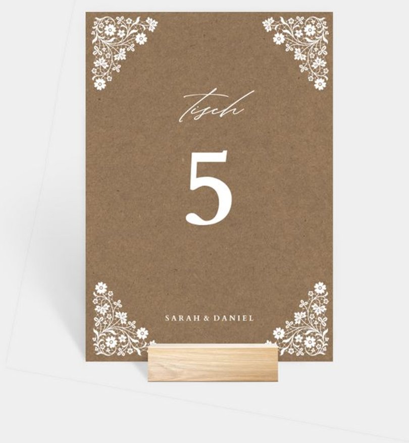 Tischnummer Hochzeit Vintage Lace