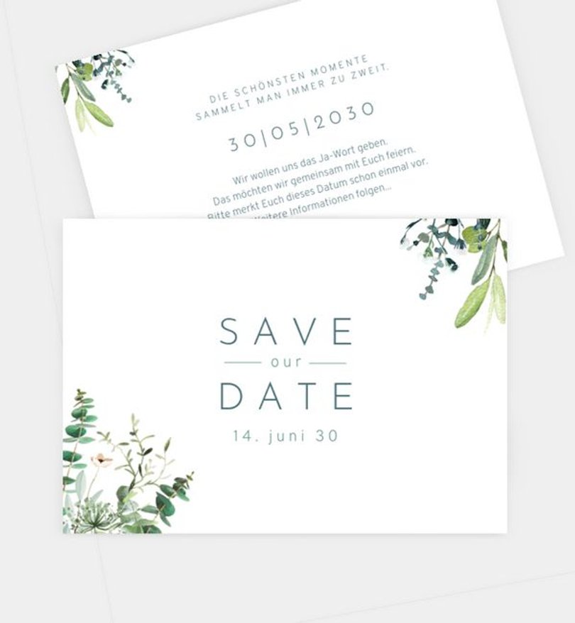 Save-The-Date Karte Hochzeit Greenbouquet