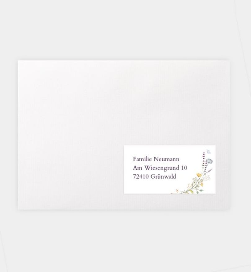 Empfängeraufkleber Taufe Blütengarten