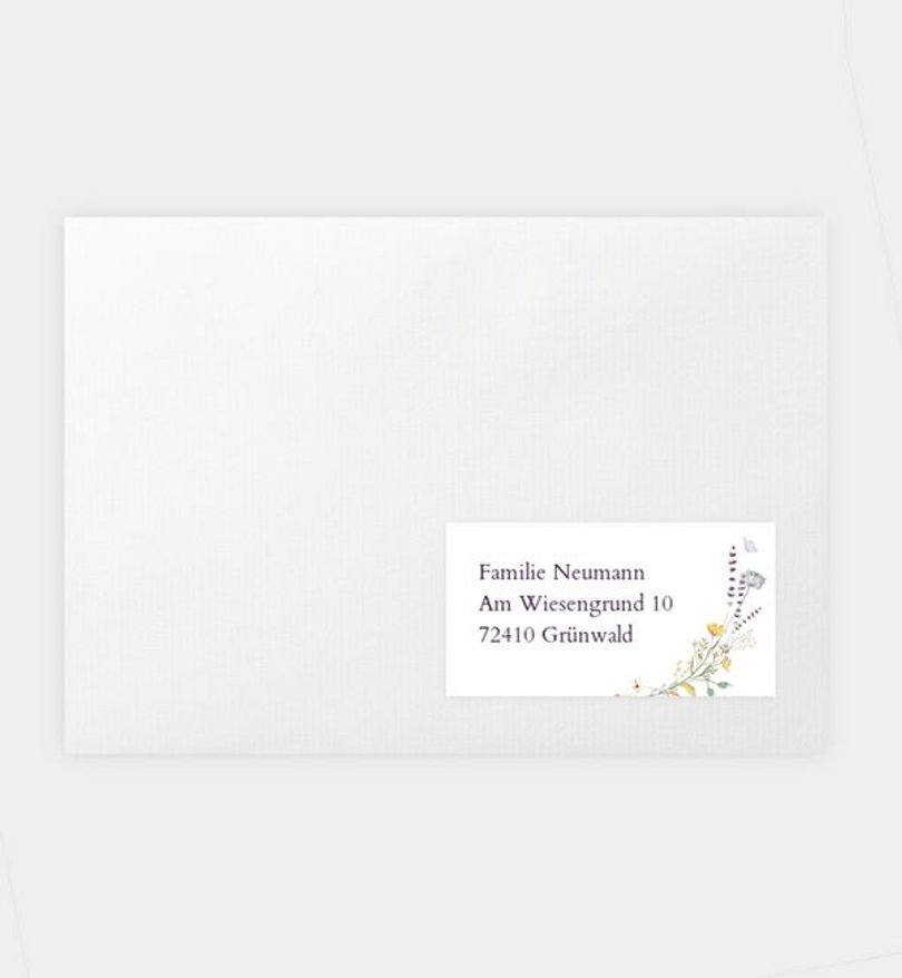 Empfängeraufkleber Taufe Blütengarten
