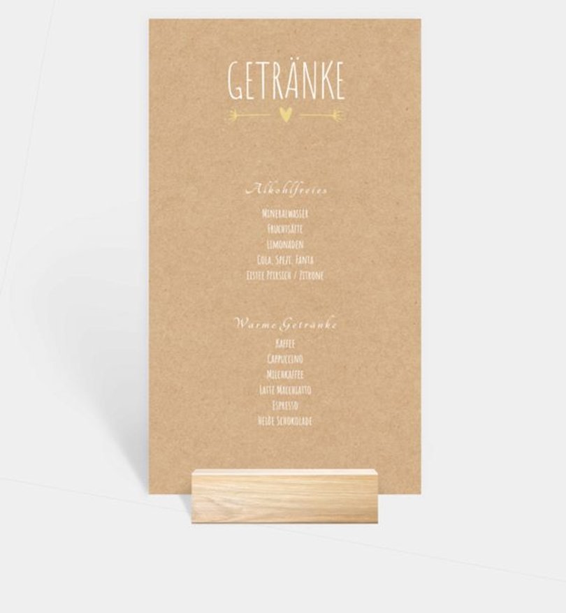 Getränkekarte Hochzeit Vintage Love