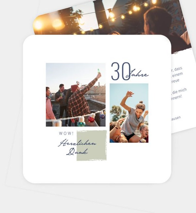 Dankeskarte Geburtstag Dezente Collage