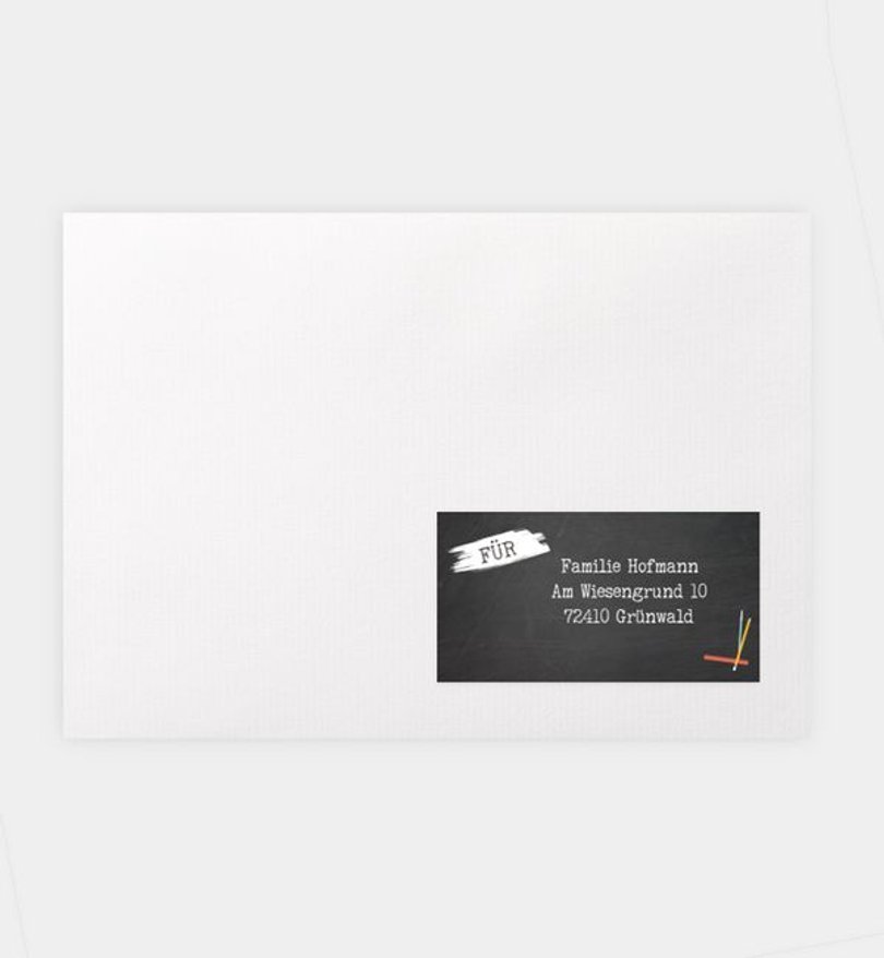 Empfängeraufkleber Einschulung Pinboard