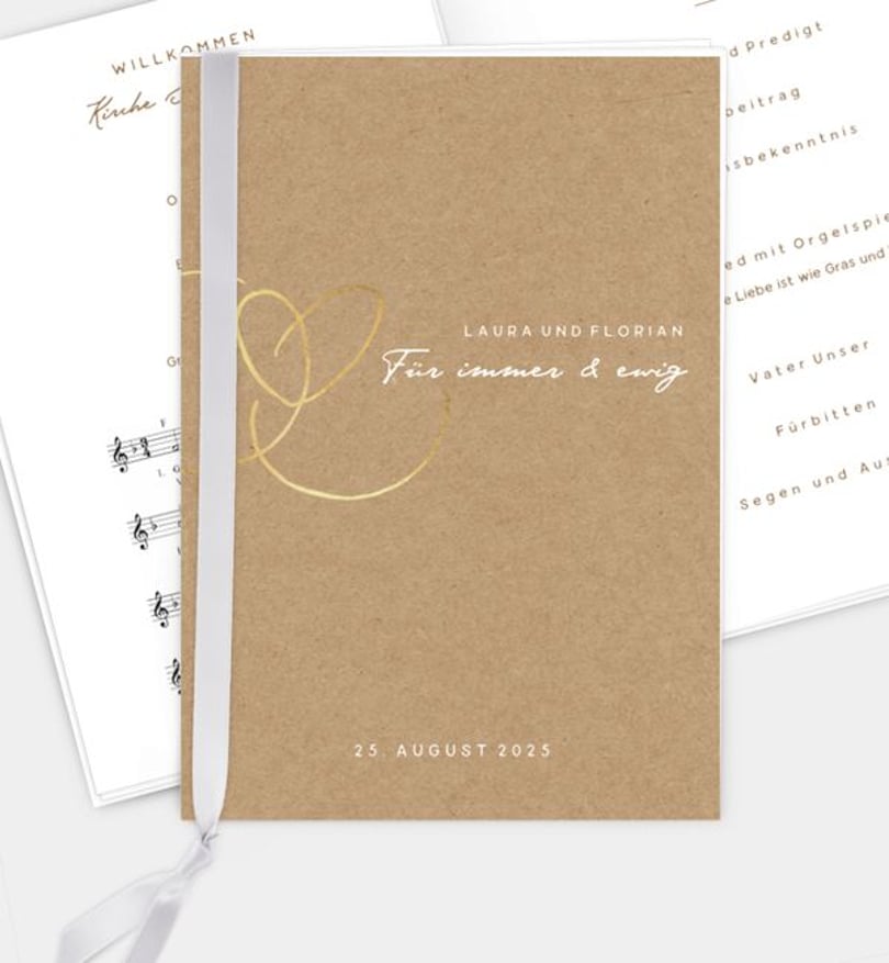 Kirchenheft Hochzeit Ewiges Herzgold · Crafty