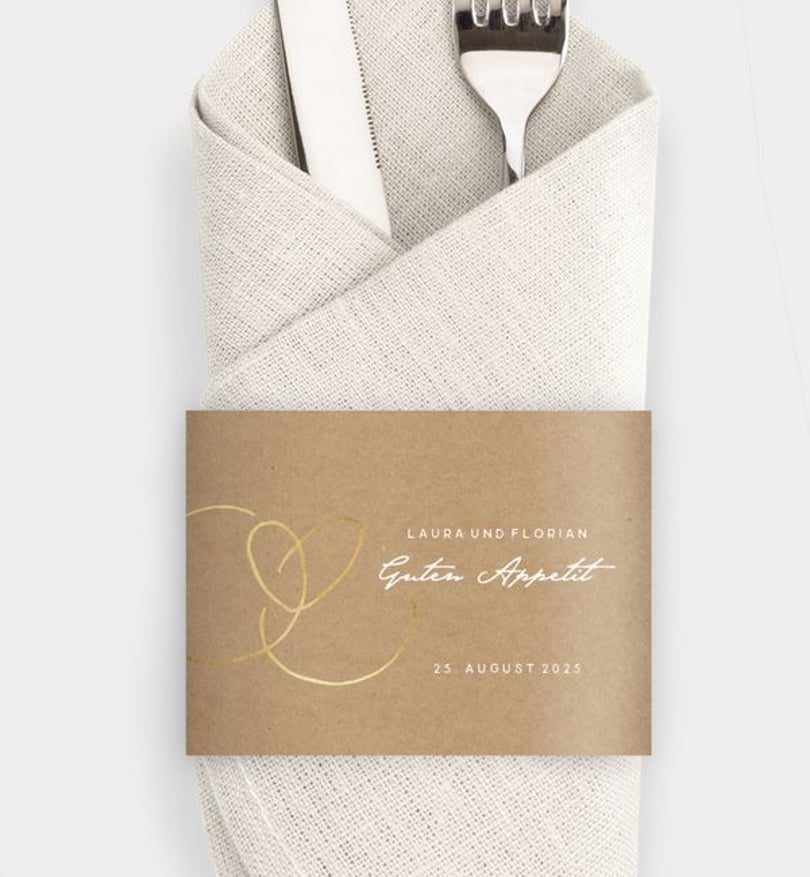 Besteck Servietten-Zubehör Hochzeit Ewiges Herzgold · Crafty