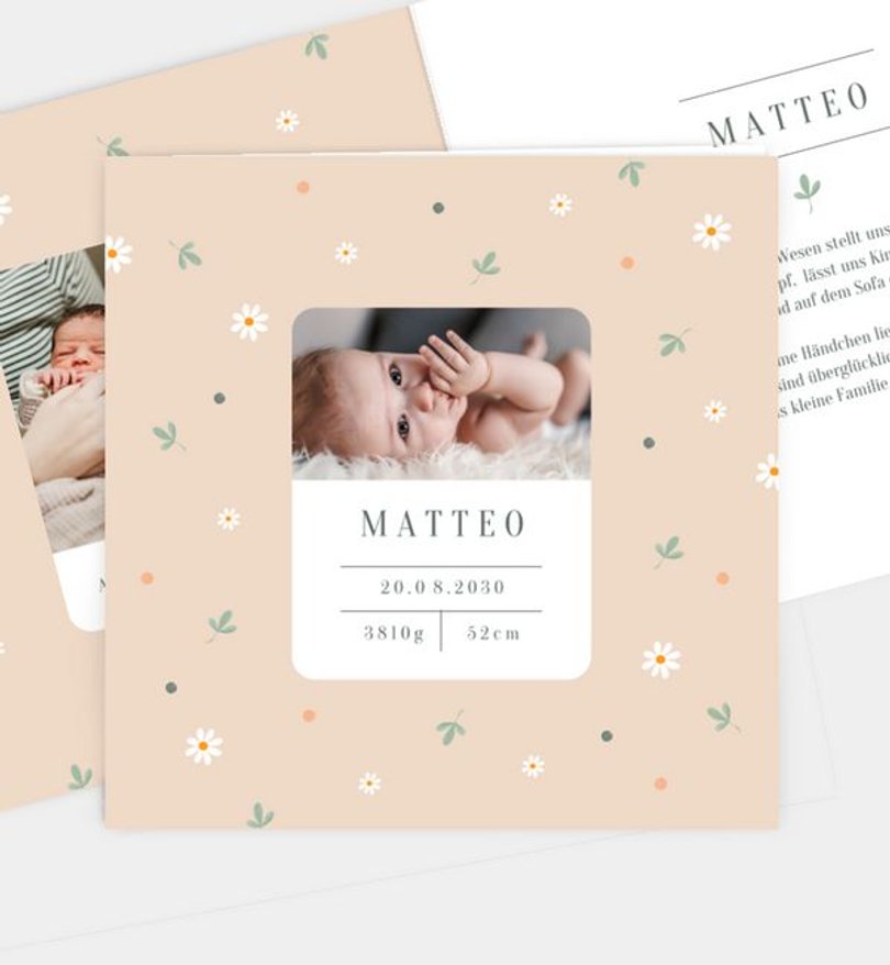 Geburtsanzeige Geburt Blumenwiese
