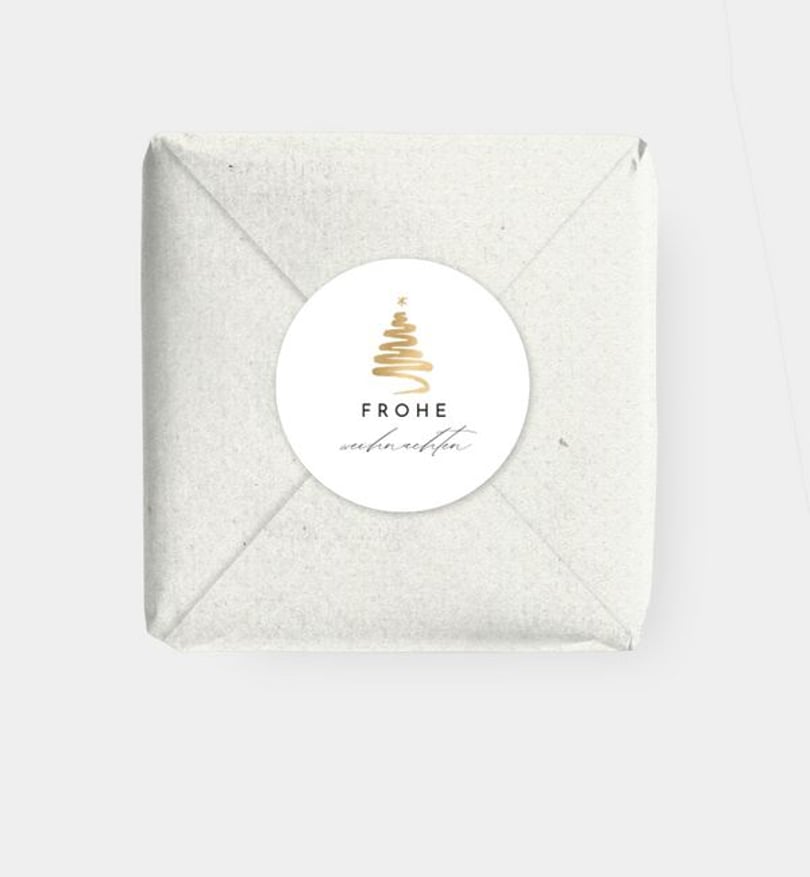 Geschenkaufkleber Weihnachten Geschäftlich Golden Tree
