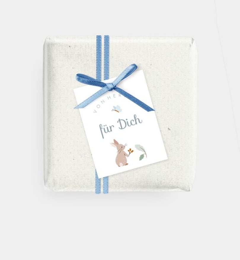 Geschenkanhänger Taufe Hase und Igel