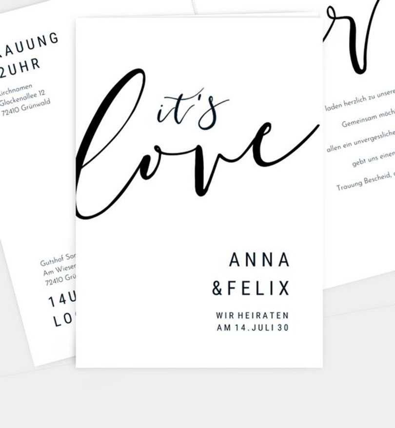 Einladungskarte Hochzeit Modern Romance