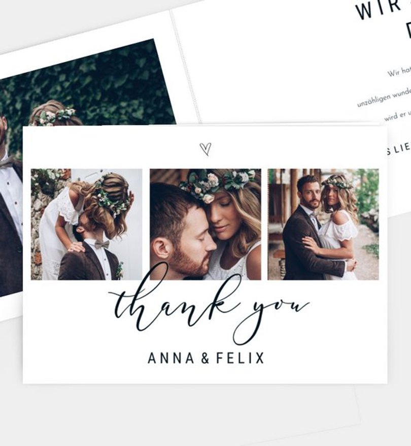 Dankeskarte Hochzeit Modern Romance