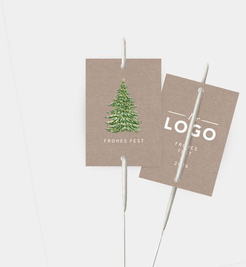Wunderkerzenetikett Geschäftlich Weihnachtsbaum · Vintage
