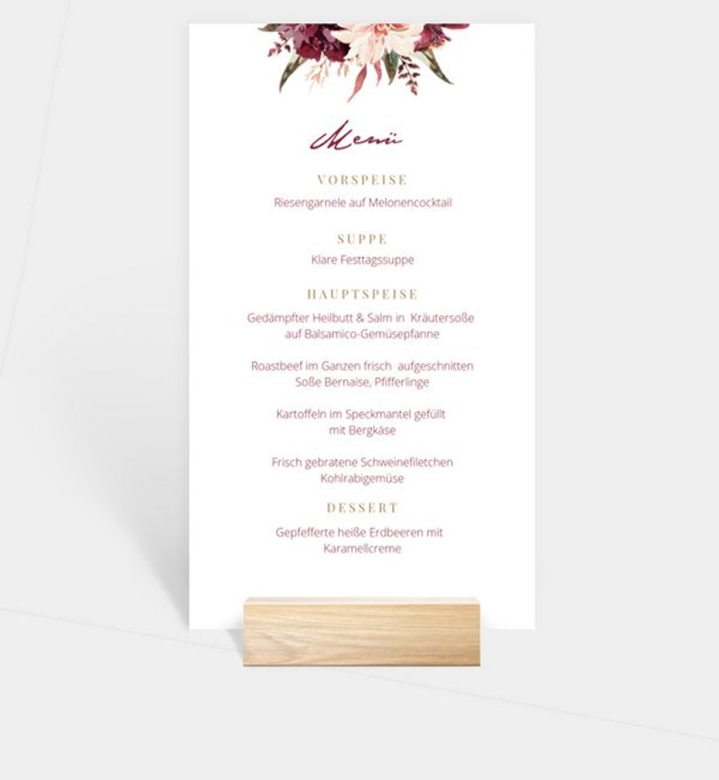 Menükarte Hochzeit Boho Romance